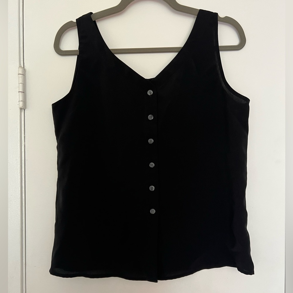 Vintage y2k minimalist black sleeveless button front top martinique brand medium